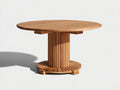 Mesas de jardín de madera 130x130x76 cm - marrón natural - tablero redondo con base central acanalada