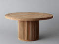 Mesas de jardín de madera 130 x 130 x 75 cm - Madera natural - Mesa redonda con tablero macizo y base cilíndrica de listones
