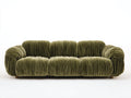 Sofá de 3 plazas tapizado en terciopelo 225x100x86 cm - Verde oliva - Diseño acolchado con textura fruncida