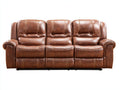 Sofá de 3 plazas tapizado 210 x 98 x 102 cm - Marrón coñac - Asientos acolchados con respaldo alto y brazos redondeados