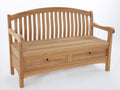 Bancos de jardín de madera 160x65x100 cm - marrón natural - asiento con 2 cajones de almacenamiento