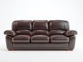 Sofá de 3 plazas tapizado en cuero sintético 215x95x98 cm - marrón oscuro - diseño clásico con asiento acolchado