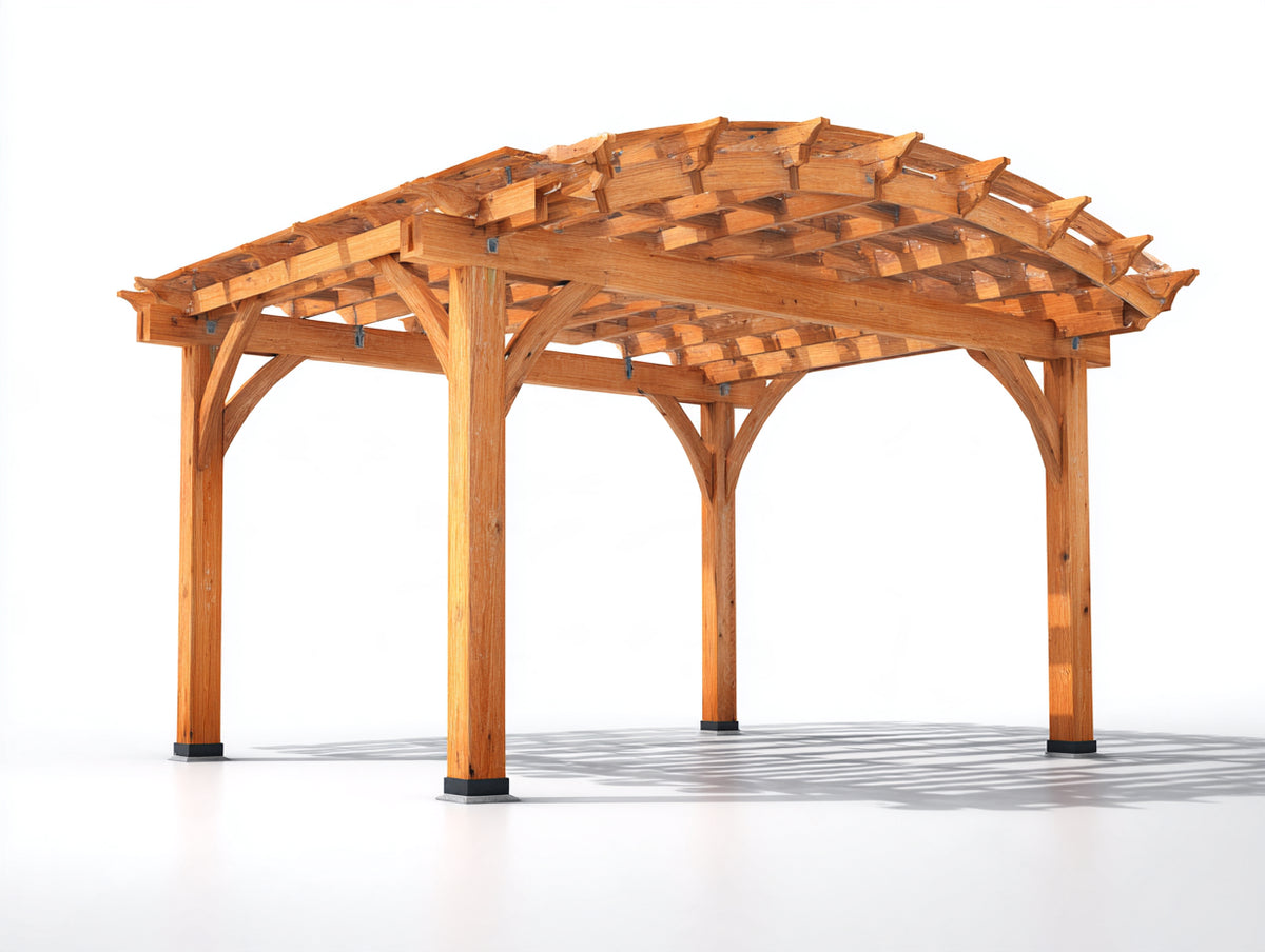 Pérgola de jardín de madera 300 x 300 x 250 cm - Marrón natural - Techo abierto de celosía con estructura reforzada