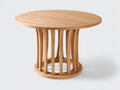 Mesas de jardín de madera 120 x 120 x 76 cm - madera natural - tablero redondo de listones con base abierta