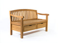 Bancos de jardín de madera 145 x 62 x 92 cm - madera natural - respaldo de listones con 2 cajones de almacenamiento