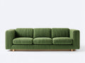 Sofá de 3 plazas tapizado 225 x 92 x 82 cm - verde oliva - diseño acanalado con asiento acolchado