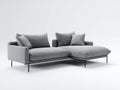 Sofá de esquina tapizado 245 x 165 x 82 cm - Gris claro y negro - Chaise longue con base metálica elevada