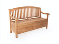 Bancos de jardín de madera 165 x 63 x 97 cm - madera natural - respaldo curvo y 2 cajones de almacenamiento