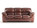 Sofá de 3 plazas tapizado efecto cuero 210x92x95 cm - Marrón - Asientos acolchados y reposabrazos redondeados