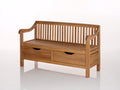 Bancos de jardín de madera 145x58x88 cm - Natural - Diseño con respaldo de listones y doble almacenamiento
