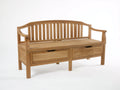 Bancos de jardín de madera 150x60x90 cm - Natural - Diseño con respaldo de listones y almacenamiento