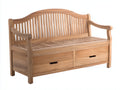 Bancos de jardín de madera 160 x 65 x 98 cm - madera natural - respaldo curvo y 2 cajones de almacenamiento